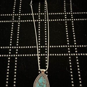 Paparazzi Silver Necklace with Turquoise Pendant